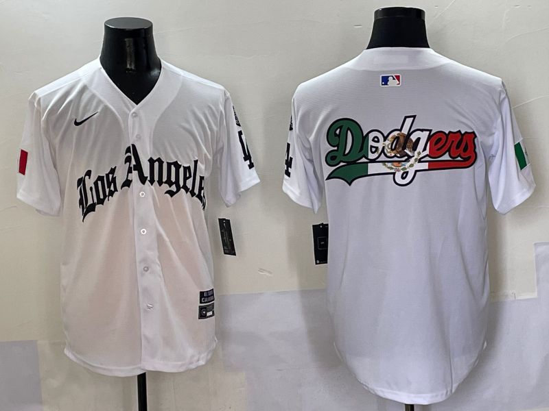 Men Los Angeles Dodgers Blank White Five generations Joint Name 2025 Nike MLB Jersey style 8->women mlb jersey->Women Jersey